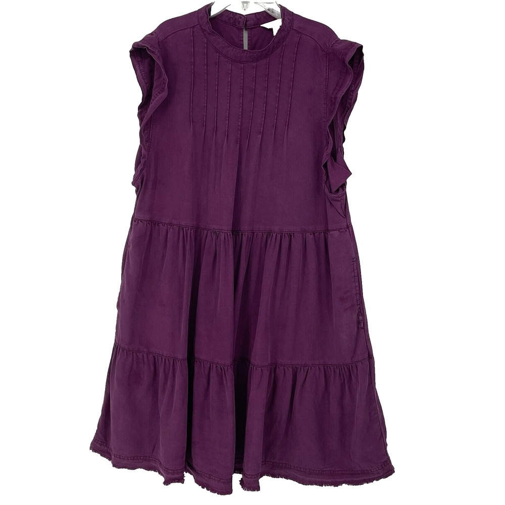 Terra & Sky Purple Dress Sleeveless‎ Size OX 14W Tiered Pockets Lyocell